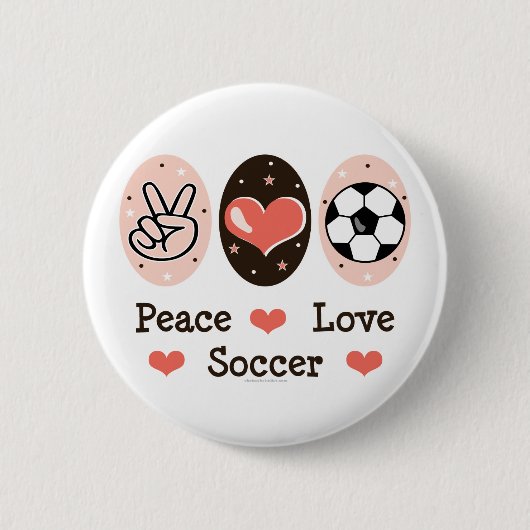 Badge Rond 5 Cm Bouton du football d'amour de paix (Devant)