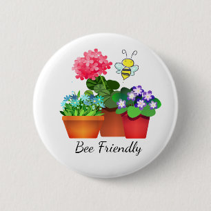 Badge Rond 5 Cm Bouton du jardin à fleurs pointillées