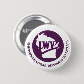 Badge Rond 5 Cm Bouton du logo LWV Wisconsin - Arrière - plan blan (Devant & derrière)