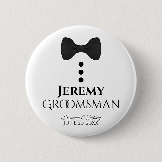 Badge Rond 5 Cm Bouton du Mariage Groomsman Nom Balise (Devant)
