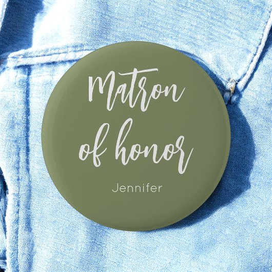 Badge Rond 5 Cm Bouton du Mariage vert Matron d'honneur Sage