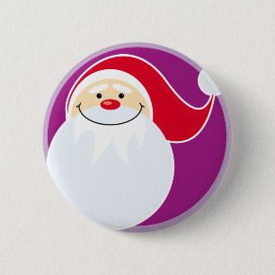 Badge Rond 5 Cm Bouton du Père Noël souriant