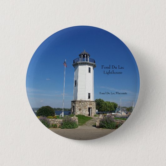 Badge Rond 5 Cm Bouton du phare Fond Du Lac (Devant)