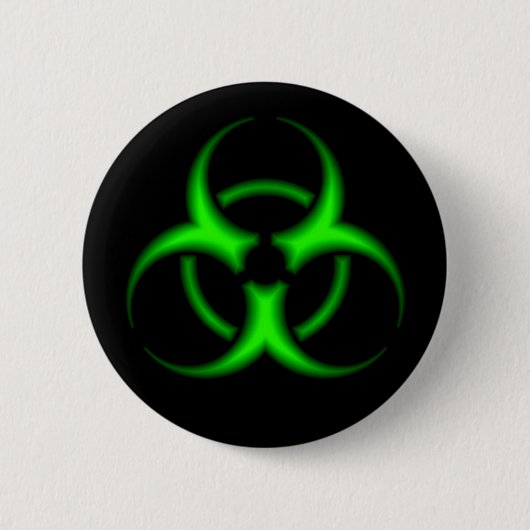 Badge Rond 5 Cm Bouton du symbole biodanger vert néon (Devant)