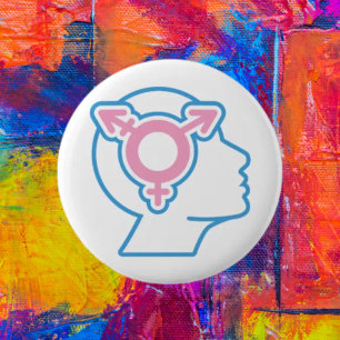 Badge Rond 5 Cm Bouton du Symbole de la Fierté Trans