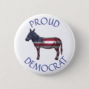 Badge Rond 5 Cm Bouton du symbole du drapeau américain d'âne démoc