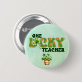 Badge Rond 5 Cm Bouton d'un enseignant chanceux (Devant & derrière)