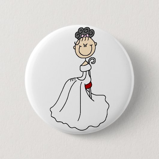 Badge Rond 5 Cm Bouton d'une chevelure noir de jeune mariée (Devant)