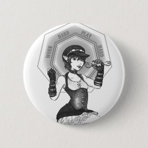Badge Rond 5 Cm Bouton dur de lutin de Steampunk de travail