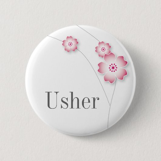 Badge Rond 5 Cm Bouton d'Usher de fleurs de cerisier (Devant)