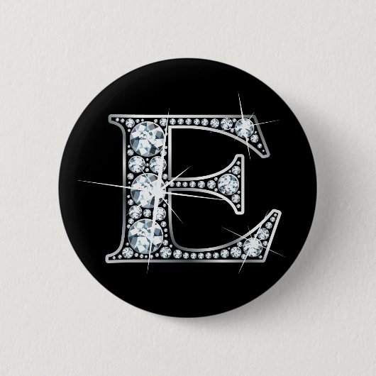 Badge Rond 5 Cm Bouton "E" Diamond Bling (Devant)