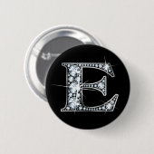 Badge Rond 5 Cm Bouton "E" Diamond Bling (Devant & derrière)