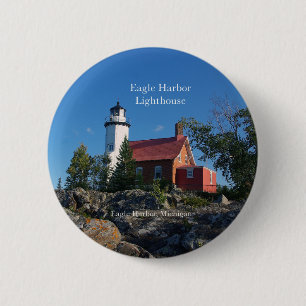 Badge Rond 5 Cm Bouton Eagle Harbour Lighthouse