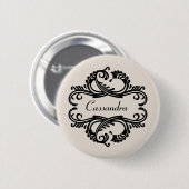 Badge Rond 5 Cm Bouton ébé Chic Damask (Devant & derrière)