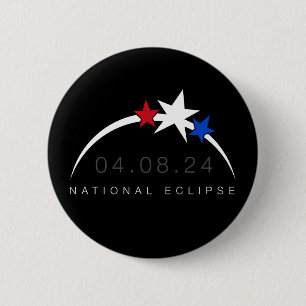 Badge Rond 5 Cm Bouton Éclipse solaire totale 2024
