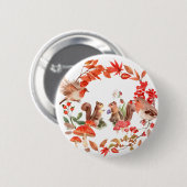 Badge Rond 5 Cm Bouton écureuil et oiseau (Devant & derrière)