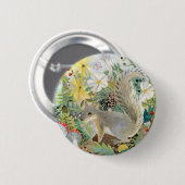 Badge Rond 5 Cm Bouton écureuil gris (Devant & derrière)