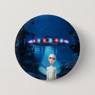 Badge Rond 5 Cm Bouton éffrayant de rencontre de fin d'UFO de