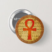 Badge Rond 5 Cm Bouton égyptien - croix d'Ankh (Devant & derrière)