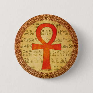 Badge Rond 5 Cm Bouton égyptien - croix d'Ankh