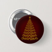 Badge Rond 5 Cm Bouton élégant Arbre de Noël Rouge (Devant & derrière)