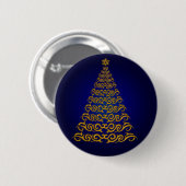Badge Rond 5 Cm Bouton élégant Bleu Arbre de Noël (Devant & derrière)