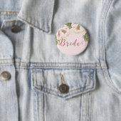 Badge Rond 5 Cm Bouton Elégant Bleu Pony Rose Bride Floral Bride (En situation)