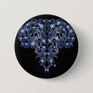 Badge Rond 5 Cm Bouton Élégant Bleu Sparkly
