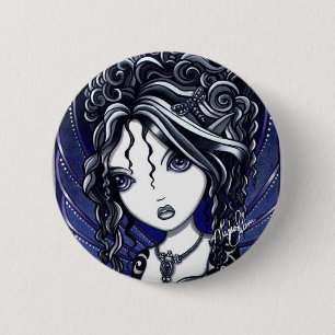 Badge Rond 5 Cm Bouton élégant foncé mignon de Faery d'Athéna