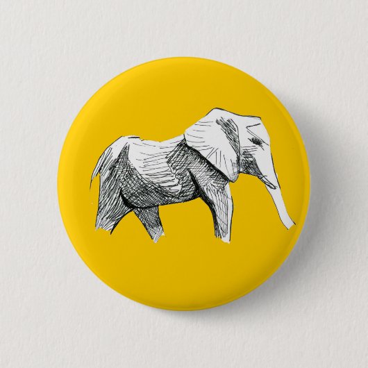 Badge Rond 5 Cm Bouton Eléphant (Devant)