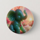 Badge Rond 5 Cm Bouton Eléphant Jade (Devant)