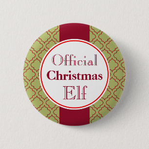 Badge Rond 5 Cm Bouton Elf de Noël