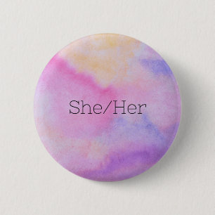 Badge Rond 5 Cm Bouton Elle/Son Pronoun