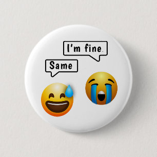 Badge Rond 5 Cm Bouton Émoticône Visage Sourire Mignon