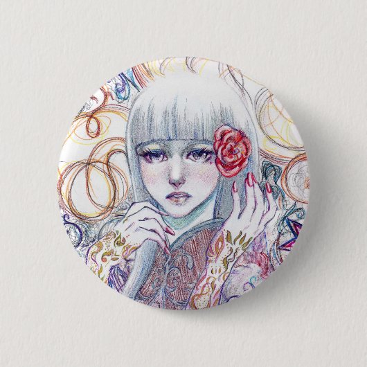 Badge Rond 5 Cm Bouton émotif de fleur (Devant)