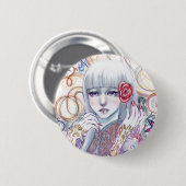 Badge Rond 5 Cm Bouton émotif de fleur (Devant & derrière)