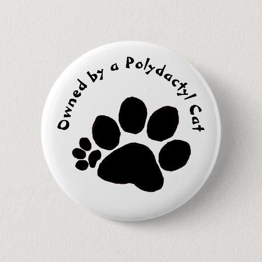 Badge Rond 5 Cm Bouton - Empreinte de patte Polydactyl (Devant)