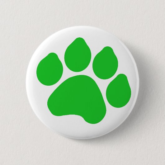 Badge Rond 5 Cm Bouton Empreinte de patte vert (Devant)