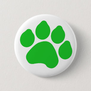 Badge Rond 5 Cm Bouton Empreinte de patte vert