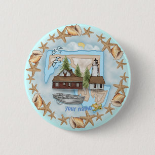 Badge Rond 5 Cm Bouton en forme de phare Maryland Shells