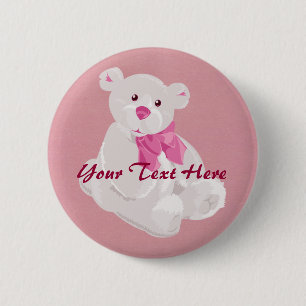 Badge Rond 5 Cm Bouton en tourbillon blanc et rose