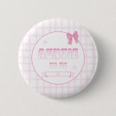Badge Rond 5 Cm Bouton En vichy à être rose mou Bow Pastel (Devant)