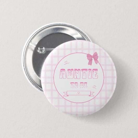 Badge Rond 5 Cm Bouton En vichy à être rose mou Bow Pastel (Devant & derrière)