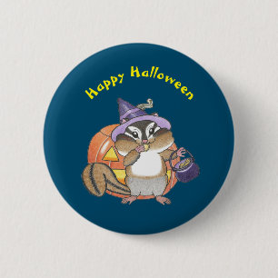 Badge Rond 5 Cm Bouton enfant d'Halloween Chipmunk mignon