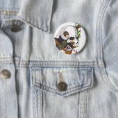 Badge Rond 5 Cm Bouton épineux de crâne (En situation)