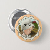 Badge Rond 5 Cm Bouton épingle Amish Girl Bonnet (Devant & derrière)