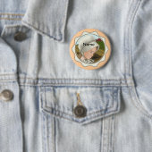 Badge Rond 5 Cm Bouton épingle Amish Girl Bonnet (En situation)