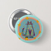 Badge Rond 5 Cm Bouton épinglé Chat de frontière (Devant & derrière)