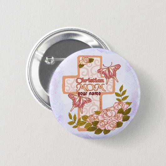 Badge Rond 5 Cm Bouton épingle Christian Mom (Devant & derrière)