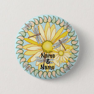 Badge Rond 5 Cm Bouton épinglé Daisy jaune